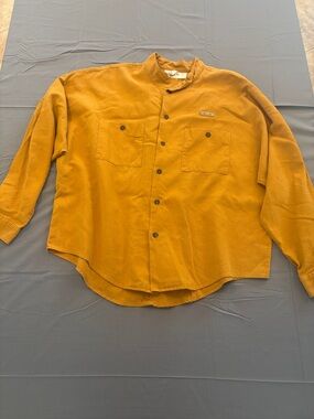 Vintage Disney World Cast Member Male Uniform Shirt Frontierland Mustard Sz 3XL